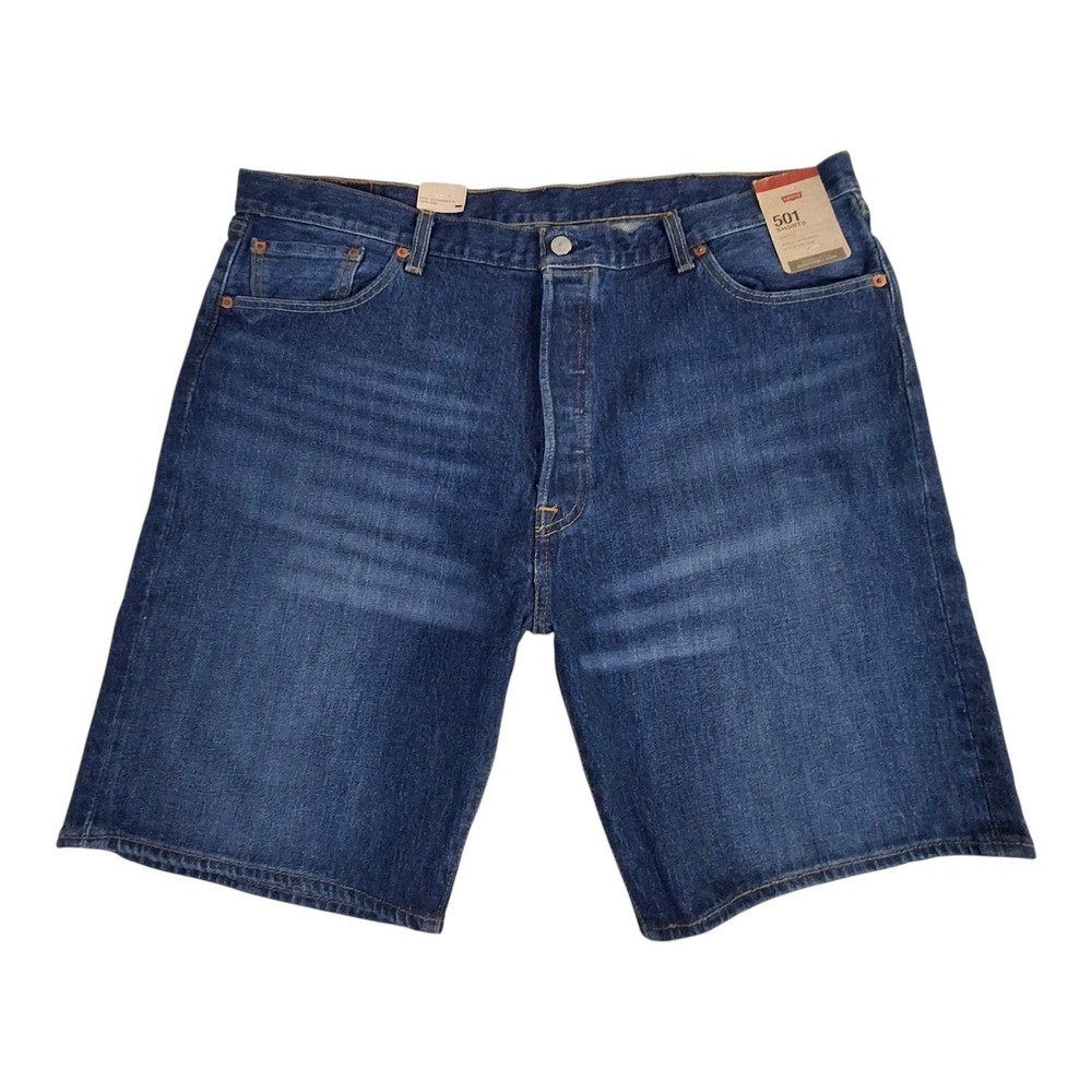 Levis 501 Mens Shorts 40 Original Stretch Denim Button Fly Dark Wash Blue NWT